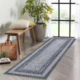 Garvee Modern Braided Print Rug 2x8 Runner Ultra-Thin Washable Non-Slip Grey for Entryway Hallway Kitchen Bedroom - Grey