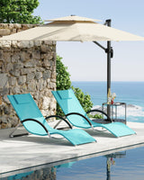 Garvee Patio Chaise Lounge Set of 2 - Outdoor Pool Lounge Chairs with Armrests, Ergonomic Design, Teslin Mesh, 353 lbs Capacity, Black