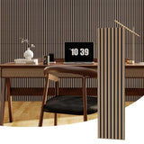 Garvee 2-Pack 3D Fluted Wood Slat Acoustic Wall Panels Noise Reduction Home Office 47.2"X11.8" Natural Wood Color