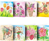 Garvee 8er Set DIY Flower Greeting Cards with Resin Stones, 5D Cartoon Floral Designs, Durable Resin, Personalized Crafting, Birthday & Holiday Gift, 21x15x2 cm, Multicolor