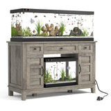 Garvee Farmhouse 55-75 Gallon Fish Tank Stand with Power Outlet, Heavy Duty Aquarium Stand for Fish Turtle Reptile Terrarium, Retro Grey