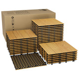 Garvee 33 Pack Acacia Wood Interlocking Deck Tiles for Outdoor Patio, 12"X12", Yellow, Non-Slip Waterproof Flooring Covers - Yellow