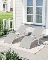 Garvee Outdoor Chaise Lounge Set of 2 - Adjustable Reclining Patio Poolside Sunbathing Chairs, Taupe, Heavy-Duty & Comfortable, Garden Deck Balcony - Light Taupe