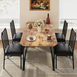 Garvee Dining Table Set for 4, Kitchen Table Chairs Set of 4 with Ultra Comfortable PU Cushion, Dining Room Table Set for 4 Furniture with Kitchen Chairs Suitable for Small Space - Retro Brown - Retro Brown