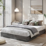 Garvee Full Size Wood Platform Bed Frame No Headboard Modern Minimalist Style Sturdy Structure Easy Assembly Natural Wood Color - Charcoal Grey