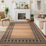 Garvee Easy Jute Rug 9x12 Washable Non-Slip Indoor Outdoor Patio Rug Brown - Border|Brown