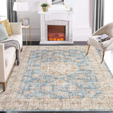 Garvee 8x10 Area Rugs for Living Room Vintage Washable Rug Boho Floral Area Rugs for Bedroom Non Slip Backing Throw Carpet Oriental Rustic Accent Rug Lightweight Carpet for Bedroom Dining Office Blue - Blue