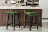 Garvee 26.2" Bar Stools Set of 2, Modern Upholstered Kitchen Stools with Low Back and Footrest, Wood Legs, Green - Green