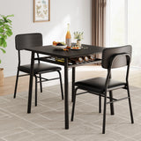 Garvee Dining Table for 2 with Storage Rack, Metal Frame, Upholstered Chairs, Small Space, Black - Black