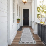 Garvee Washable Runner Rug 2x6ft Modern Scalloped Edge Stain-Resistant Non-Slip Polyester Soft Low Pile Grey for Bathroom Kitchen Hallway - Scalloped|Grey