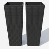 Garvee 2 Pack Large Planters for Indoor and Outdoor Use, 24 Inch Tall Black Planters with Removable Liners for Trees and Flowers