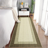 Garvee Entryway Bathroom 2x6 Runner Rug Modern Bordered Washable Non-Slip Low-Pile Soft Polyester Carpet for Hallway Kitchen Bedroom Laundry Room - Brown Border