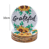 Garvee 8pcs DIY Sunflower Diamond Painting Coasters Set with Holder Resin Heat-Resistant Wipeable Vibrant Floral Design for Home Decor