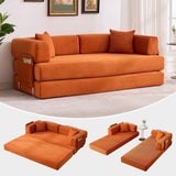 Garvee 5-in-1 Convertible Sofa Bed Corduroy Sleeper Multi-Functional Futon Living Room Guest Room Apartment 78.8in Orange - Orange