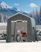 Garvee Outdoor Portable Storage Shed with Roll-Up Door & Vent, 240G Heavy-Duty Waterproof PE Tarp, UV-Resistant, Gray 6'x8'