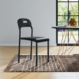 Garvee Stackable Modern Dining Chair with Metal Legs for Kitchen and Outdoor Use, 17.9in W x 15.8in D x 30.1in H, Waterproof Plastic, Black
