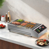 Garvee 1800W Smokeless Electric Grill, Stainless Steel, Indoor Outdoor Portable BBQ, 16.7x9.3 Inches, Black