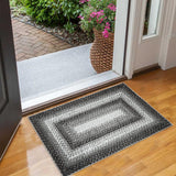 Garvee Bordered Grey 2x3 Braided Entryway Rugs Indoor Rustic Area Rug Washable Rug Modern Geometric Area Rug Non-Slip Boho Rug for Living Room Bedroom Kitchen - Grey