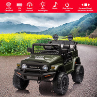 Garvee Ride - P Series: 12V Ride on Car for Kids, Licensed Toyota Ride on Truck, Battery Powered Electric Kids Car with Remote Control, Music, LED Lights, Suspension System, Double Doors, Safety Belt,Ride On Toy - Green