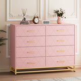 Garvee Dresser for Bedroom with 8 Drawer, Tv Stand Dressers Chest of Drawers for Living Room Hallway Entryway, MDF Board - Pink