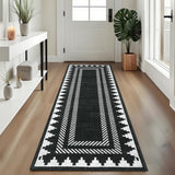 Garvee Modern Black Border Washable 2x6 Runner Rugs for Hallway Kitchen Bedroom, Non Slip, Stain Resistant, Soft Long 24x72 Floor Carpet - Classic Black