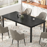 Garvee 79" Industrial Dining Table Large Rectangle Metal Legs Dining Room Living Room 70.9x35.4x29.5" - Black
