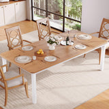 Garvee Large Dining Table Wooden Kitchen Table with Metal Frame for Dining Room Kitchen, 79" White Leg & Natural - White Leg & Natural