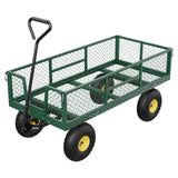 Garvee 900 LBS Garden Cart with Removable Mesh Sides, Heavy Duty Steel, Adjustable Handles, 10 in Pneumatic Tires, Green+Black - Green
