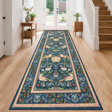 Garvee Vintage Bird Washable Runner Rug Non Slip Floral Entryway Hallway 2'x6' Green - Bird|Blue