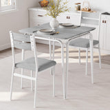 Garvee Dining Table for 2 with Upholstered Chairs, Small Space Square Dinette Set, White, Compact Kitchen & Dining Room Furniture