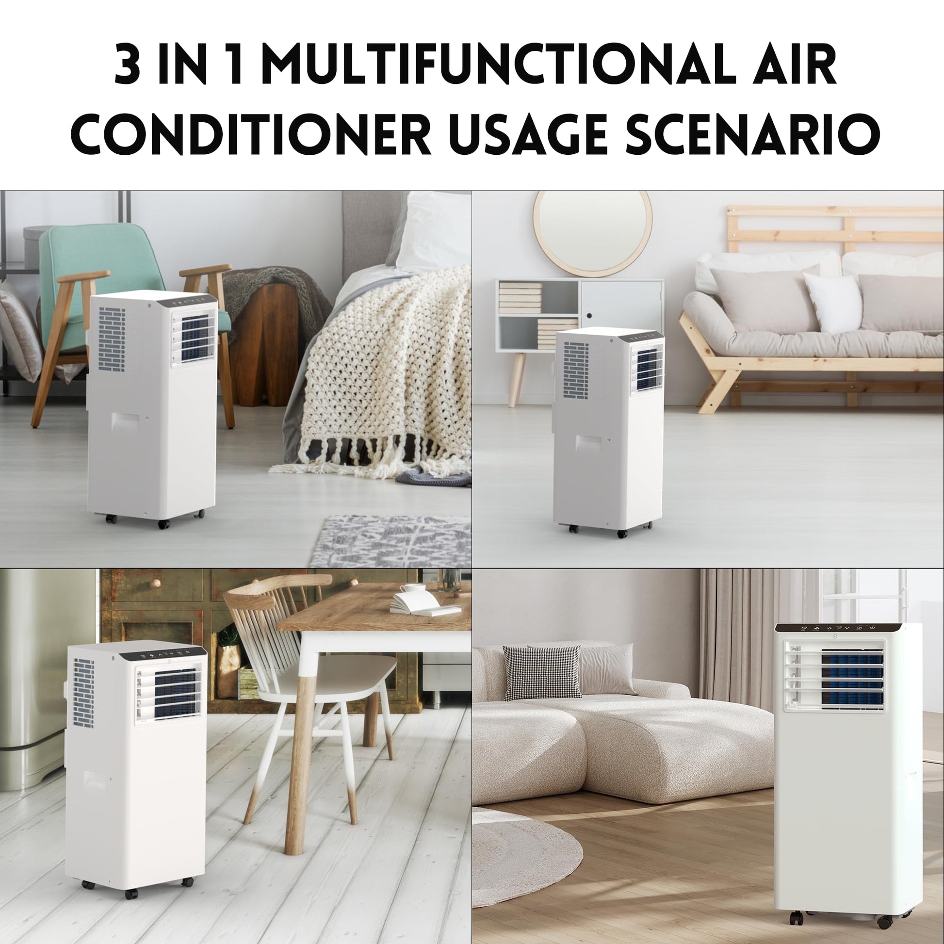 Garvee 8,000 BTU Portable Air Conditioners, Portable AC Unit for Room up to 350 sq.ft, Standing Air Conditioner with Cool, Dehumidifier & Fan Modes Remote Control, 24H Timer, Sleep Mode, Installation Kit