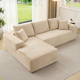 Garvee 108" Modular Cloud Couch, Deep Seat Sectional Sofa with L-Shaped Chaise, Oversized Boneless Sofa, Plush Corduroy, Beige, Living Room Bedroom