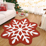 Garvee Washable Christmas Rug Snowflake Carpet Indoor Non-Slip Bedroom Accent 5x5ft Red - Red