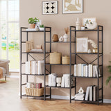 Garvee Industrial Large Bookcase 4 Tier Metal Frame Black for Living Room Office - Black