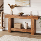 Garvee Entryway Console Table 2-Tier Farmhouse Rustic Brown 63" Sofa Accent Table