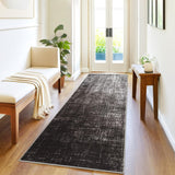 Garvee Washable Kitchen Rugs 2x6 Black Grey Hallway Runner Soft Low Pile Stain Resistant Laundry Entryway Mat Indoor Modern Throw Carpet - Black Grey