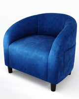 Garvee Living Room Lounge Chair Barrel Chair Ergonomic U-Shaped Backrest Curved Armrests Velvet Blue Accent Chair - Blau
