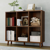 Garvee Cube Bookshelf 6 Cube Storage Organizer Shelf Freestanding Open Bookcase for Living Room Bedroom Home Office Natural Wood Finish