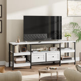 Garvee Industrial TV Stand With 2 Drawers Rustic Style Media Console For TVs Up To 85 In White