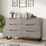 Garvee 6 Drawer Dresser Ash Grey for Bedroom, Living Room, Hallway, 47.2in Wide, Freestanding Wooden Storage Cabinet - Ash Grey