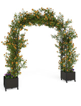 Garvee 94.5 Inch Garden Arch Trellis with 2 Planter Boxes, PE Coated Metal, Outdoor Decor, Wedding Party Backdrop, Black