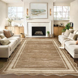 Garvee Scalloped Modern Abstract Area Rug 9x12 Brown - Washable Non-Slip Soft Carpet for Living Room Bedroom Dining Room Home Office - Brown