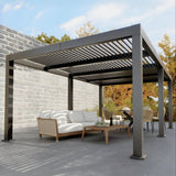 Garvee Louvered Pergola 12x20ft All-Aluminum Adjustable Roof Outdoor Gazebo Gray for Deck Patio Backyard Garden