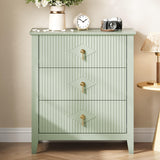 Garvee Wood Nightstand Fluted Dresser 3-Drawer Bedside Table for Bedroom Living Room Entryway 27.5" Wide Green - Green
