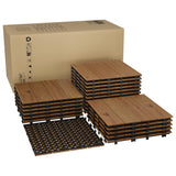 Garvee 22 PCS Interlocking Deck Tiles 12"X12" Solid Acacia Wood Waterproof Patio Flooring Brown for Outdoor & Indoor - Brown-3