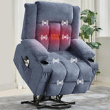 Garvee Power Lift Recliner Chair with Massage Heat for Elderly Adults, 3 Positions, USB Ports, Gray Chenille - 337T Power Lift-Blue