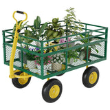 Garvee 1400 lb Steel Garden Cart 3-in-1 Outdoor Utility Wagon 46x30 Inch Mesh Removable Sides Black - Green + Yellow
