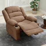 Garvee Large Recliner Chair for Adults Manual Pull Tab Reclining Chair with Cup Holders Living Room 37.4" Wide Chenille - Brown - Large Recliner Chair