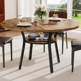 Garvee Dining Table for 4, 47 Inch Round Kitchen Table with Storage Shelf, Black, Durable and Versatile