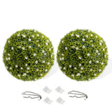 Garvee 2 Pack 22.5 in Artificial Topiary Balls with Red Flowers for Indoor Outdoor Decor, Wedding, Housewarming